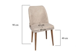 Hanah Home Nova 071 V4 Juego de 4 Sillas Crema y Nogal